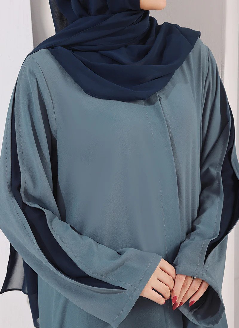 Navy Blue Gradient Abaya - Duo Tone Abaya - Image 2