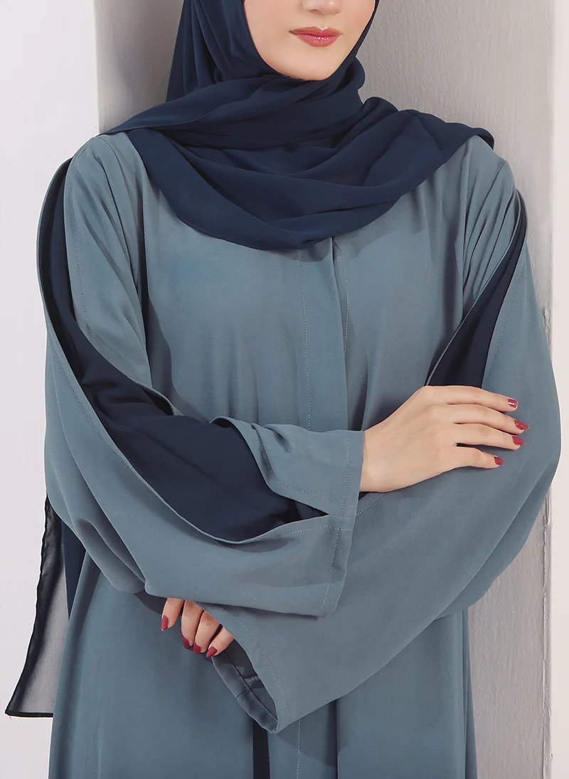 Navy Blue Gradient Abaya - Duo Tone Abaya - Image 3