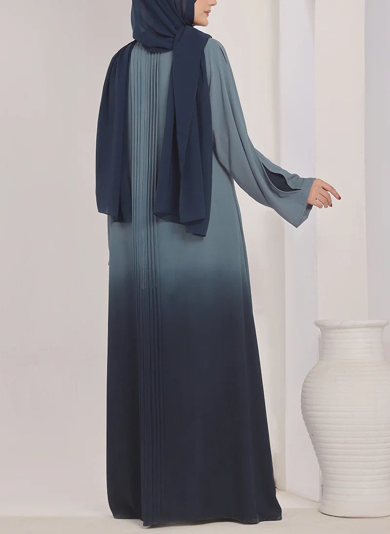 Navy Blue Gradient Abaya - Duo Tone Abaya - Image 5