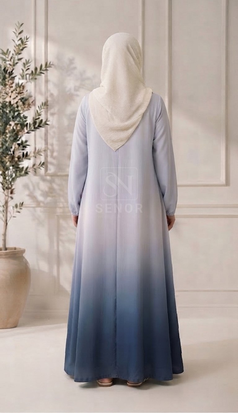 Blue Ombre Gradient Abaya - Duo Tone Abaya - Image 3